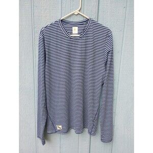 Tracksmith Horizon Long Sleeve Shirt Mens XL Navy/White Stripe Running Sport